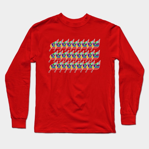 Colorful Leaves Pattern Long Sleeve T-Shirt by Girona